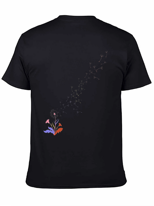 Floral Print Black T-Shirt - Stylish Mens Casual Wear