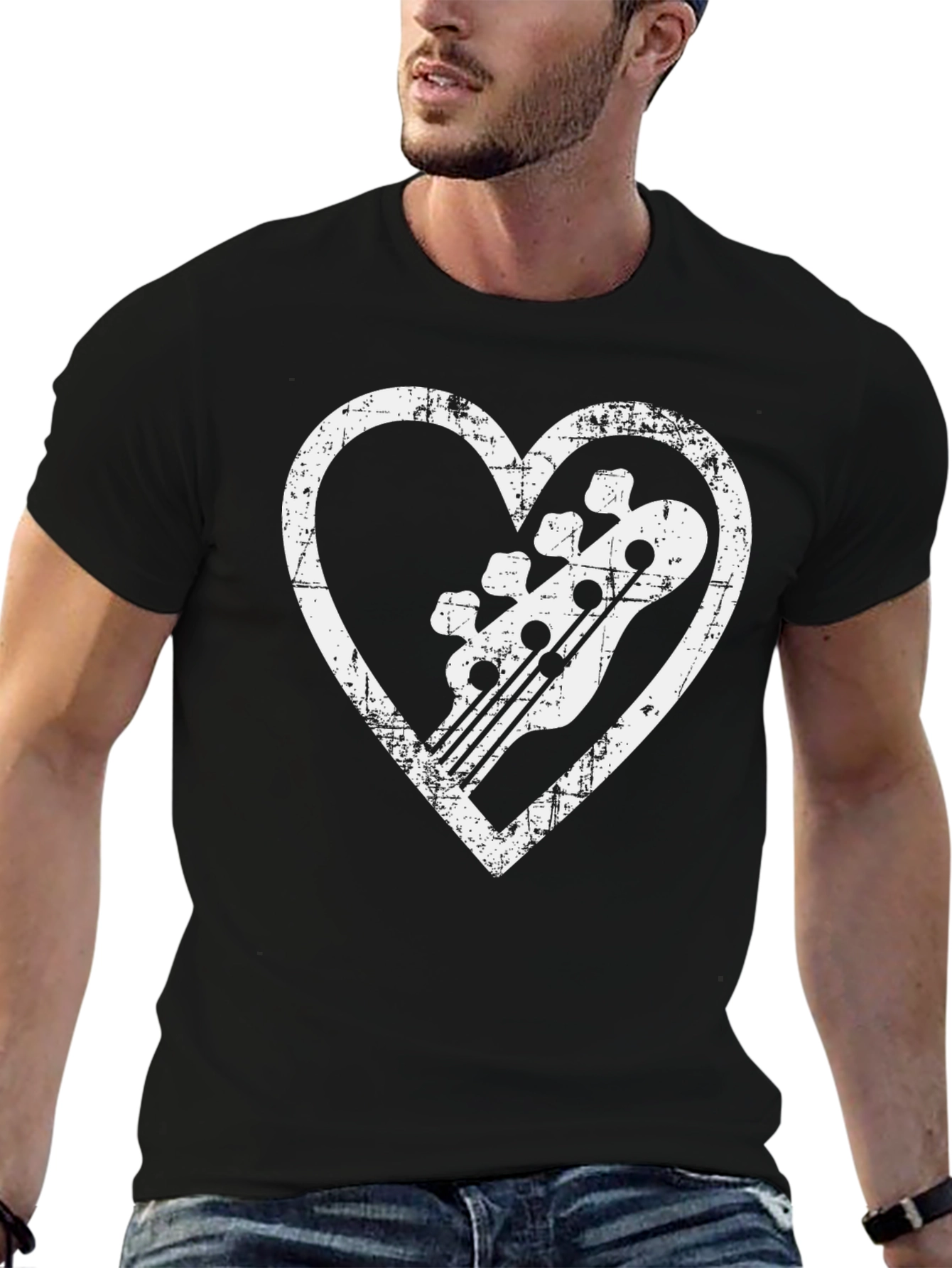 Bass Guitar Heart Graphic Tee - Musician T-Shirt