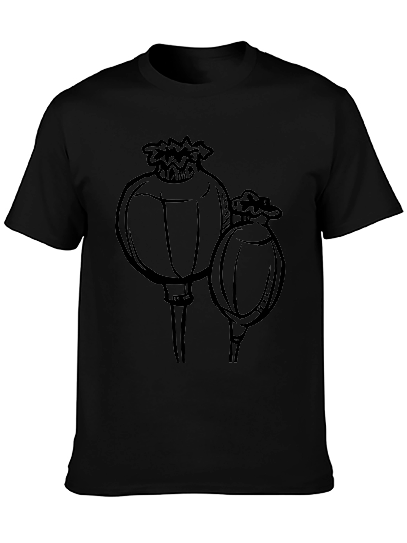 Poppy Seed Head Graphic T-Shirt - Black