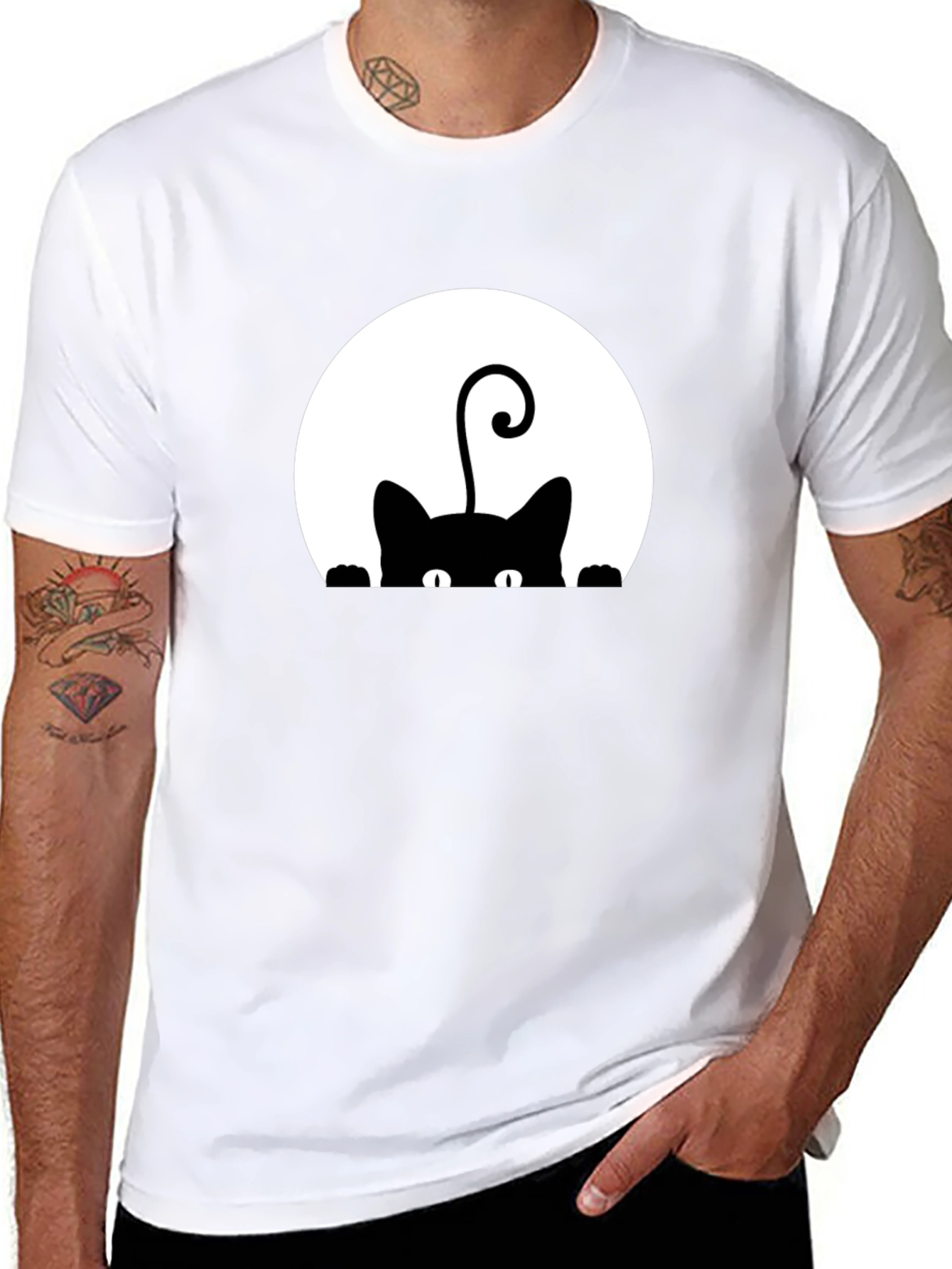 Black Cat Peek-a-Boo Graphic T-Shirt