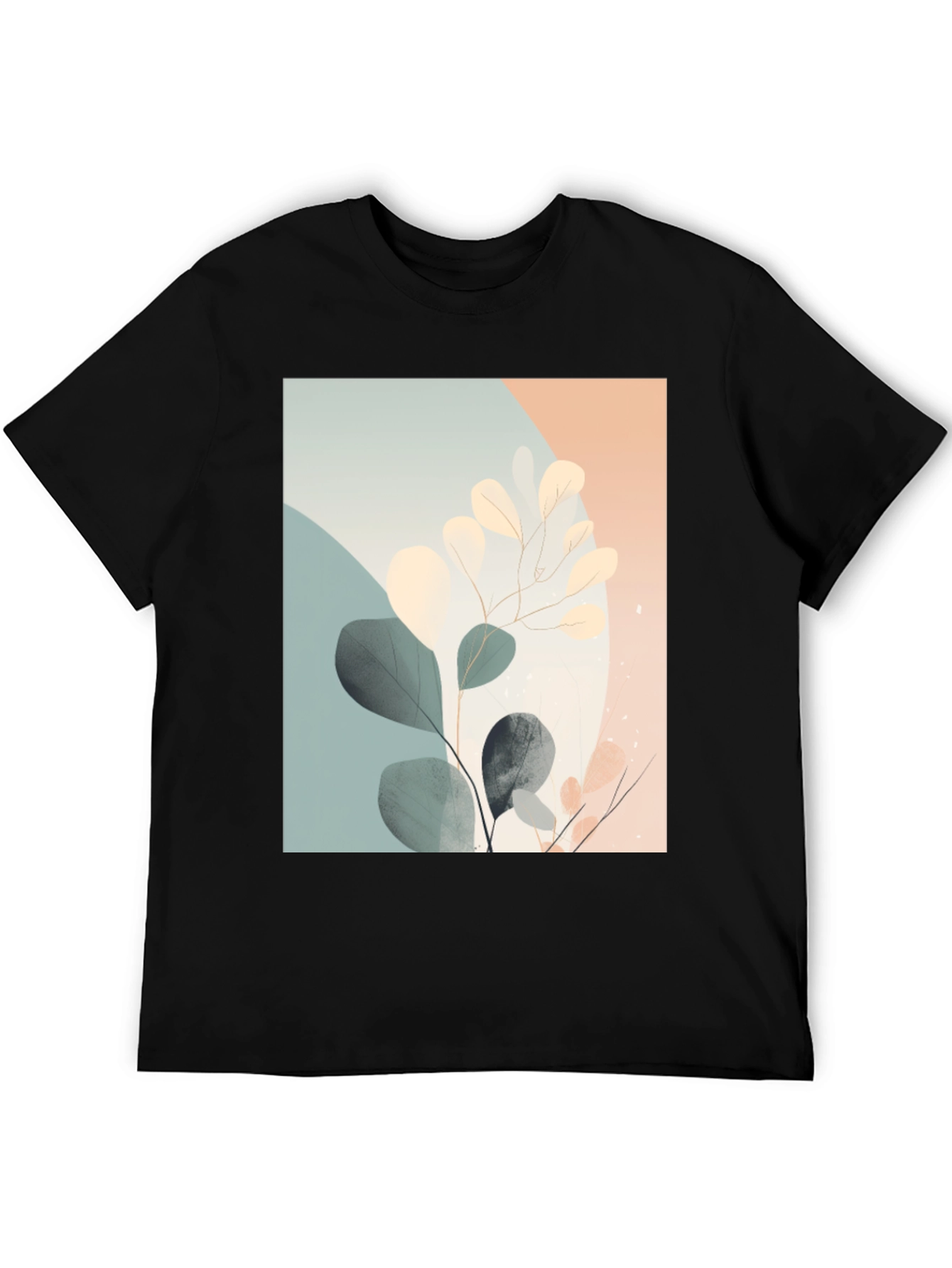 Botanical Print Black T-Shirt