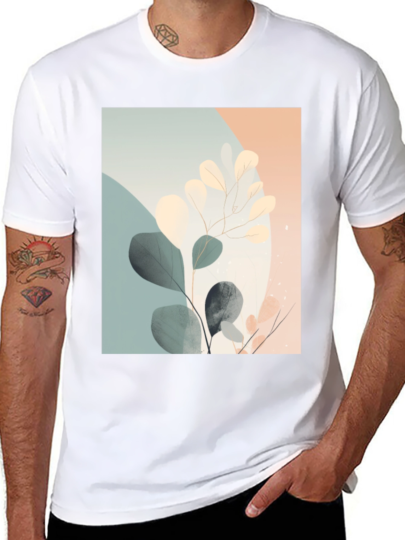 Botanical Print Black T-Shirt