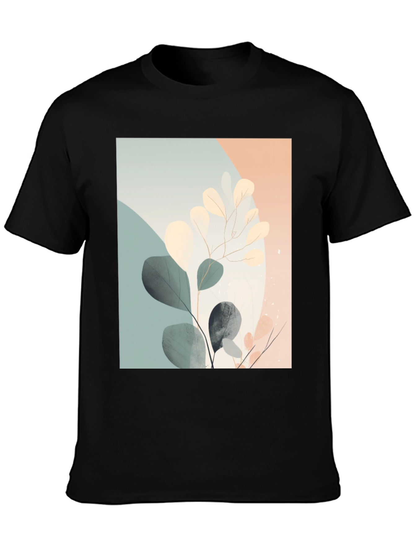 Botanical Print Black T-Shirt