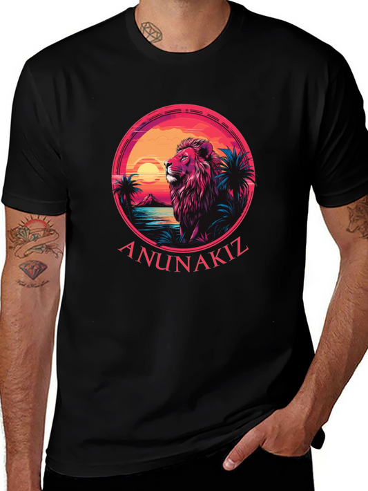 Lion Sunset Graphic Tee - Anunakiz Design