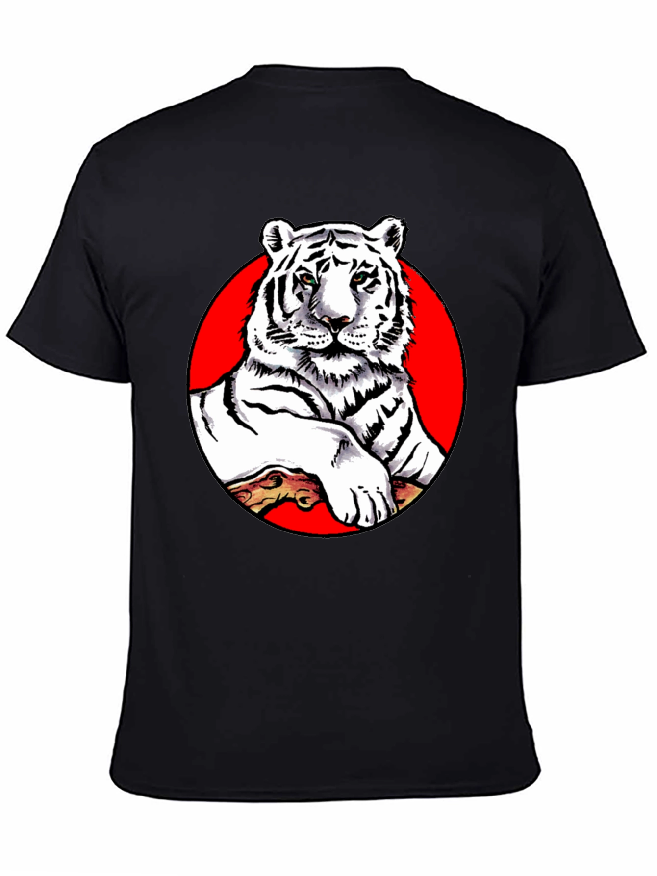 Cool White Tiger Graphic Tee - Black