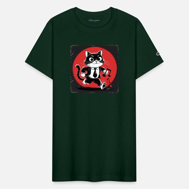 Whimsical Black White Cat Conductor Vintage S