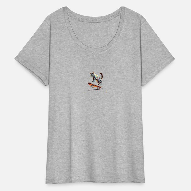 Whimsical Feline Flies High on Polished Skateboard