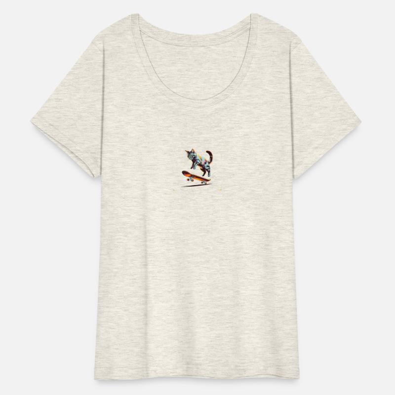 Whimsical Feline Flies High on Polished Skateboard