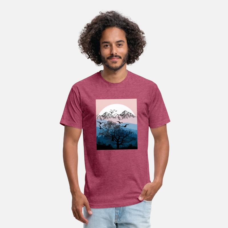 White sunset in the mountain forest