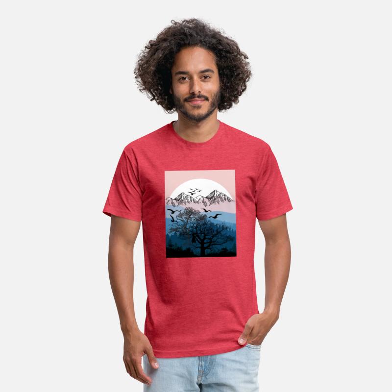 White sunset in the mountain forest