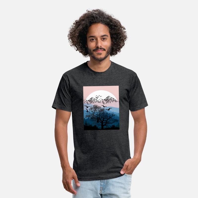 White sunset in the mountain forest