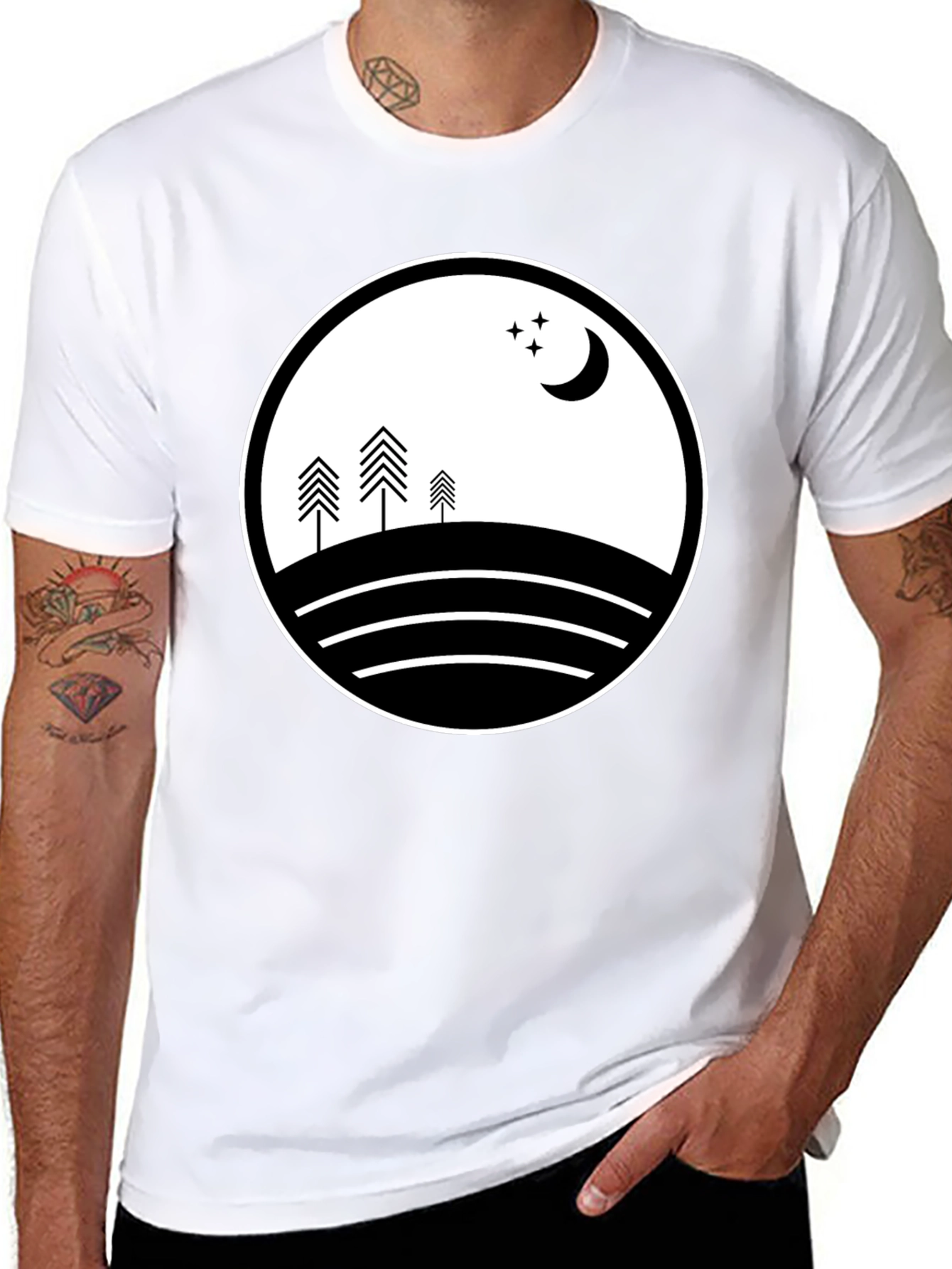 Nature Scene Black Graphic Tee