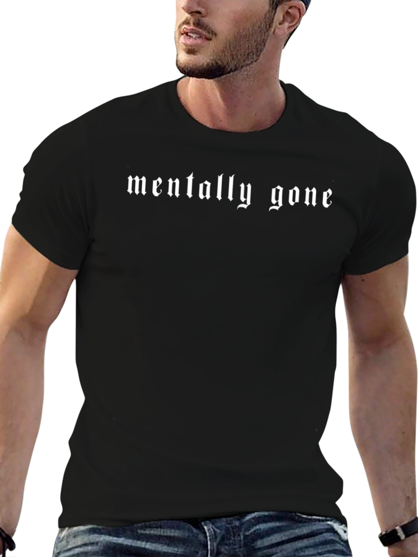 Mentally Gone Graphic Tee - Black Cotton T-Shirt