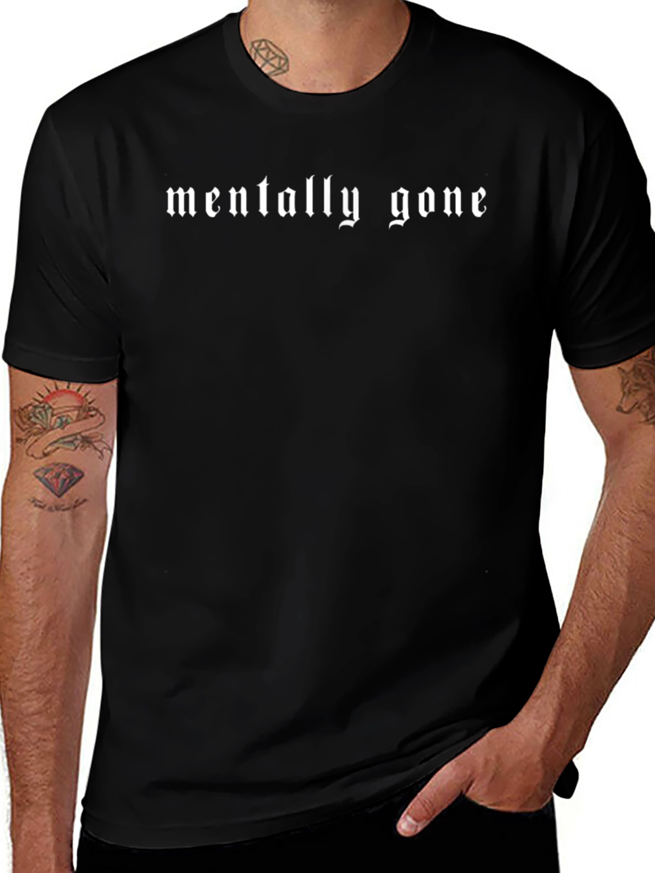 Mentally Gone Graphic Tee - Black Cotton T-Shirt