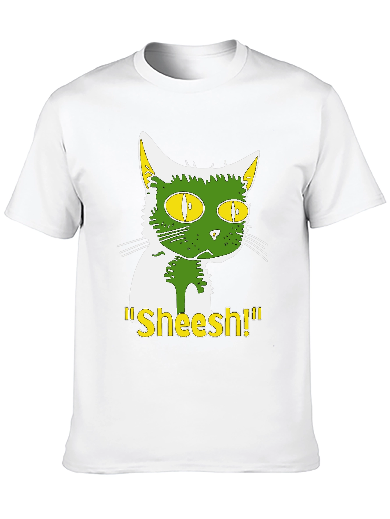 Funny Sheesh! Cat Graphic Tee - Black Cotton T-Shirt