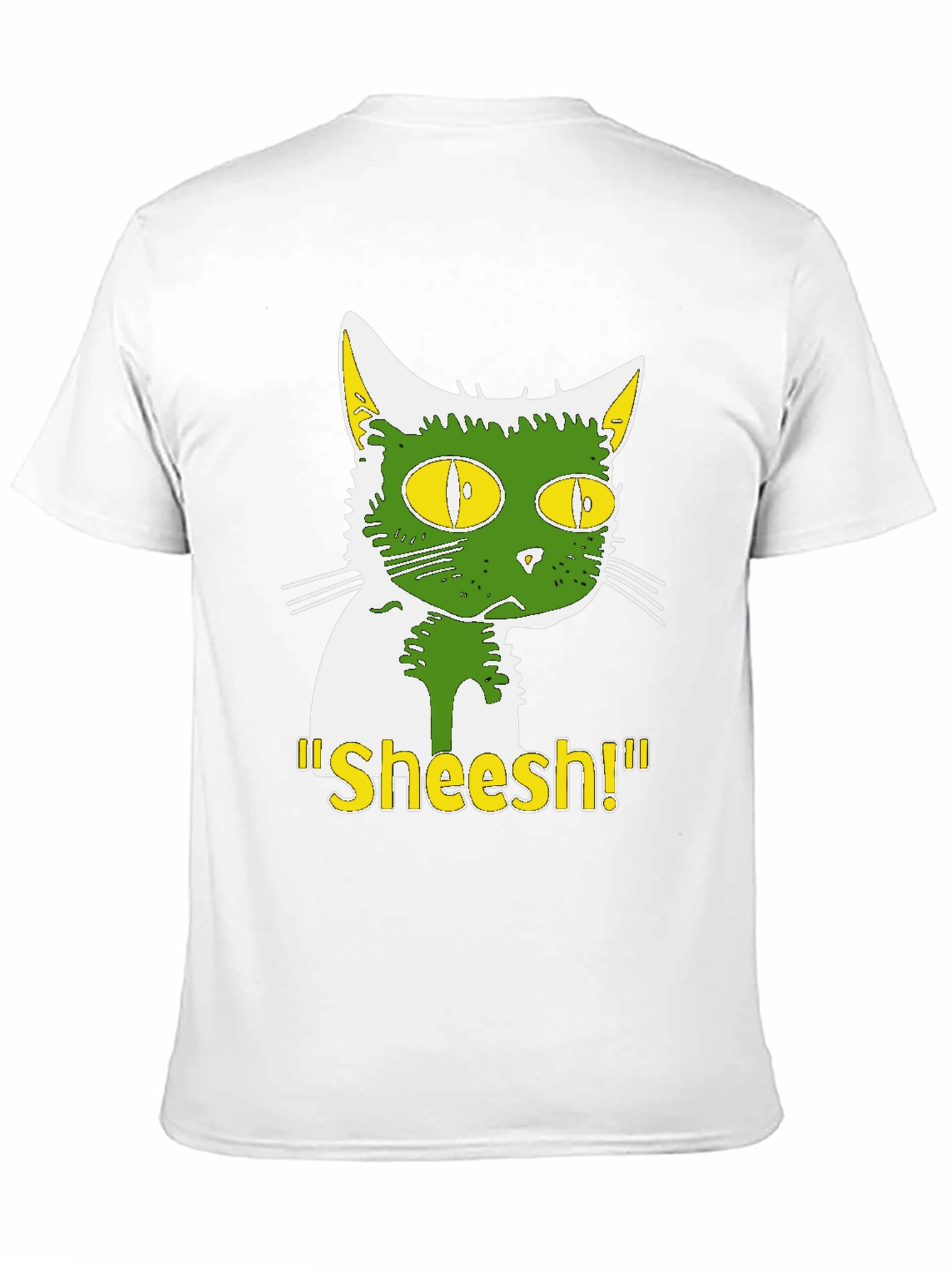 Funny Sheesh! Cat Graphic Tee - Black Cotton T-Shirt