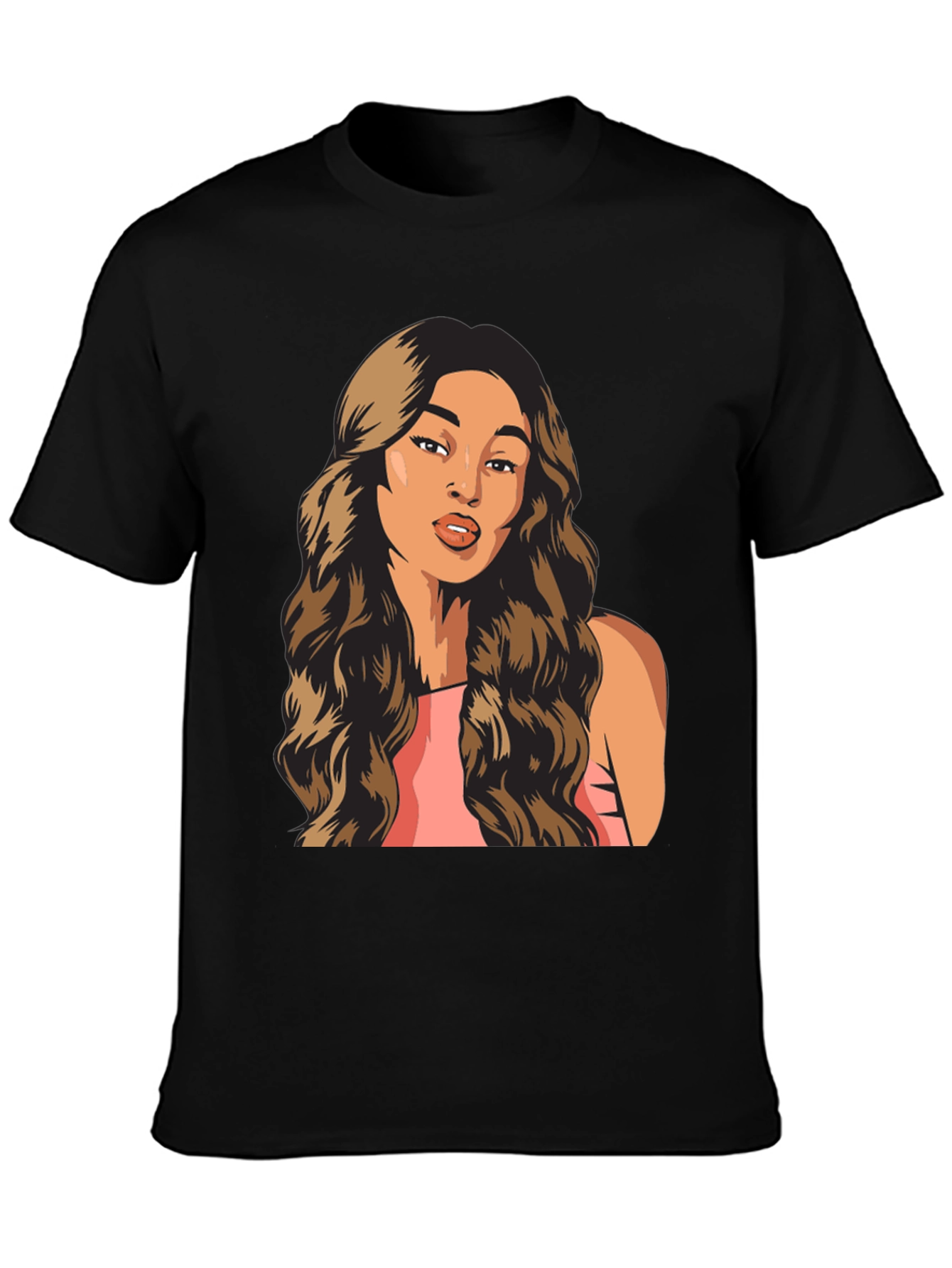 Woman Portrait Graphic T-Shirt Trendy Black Tee