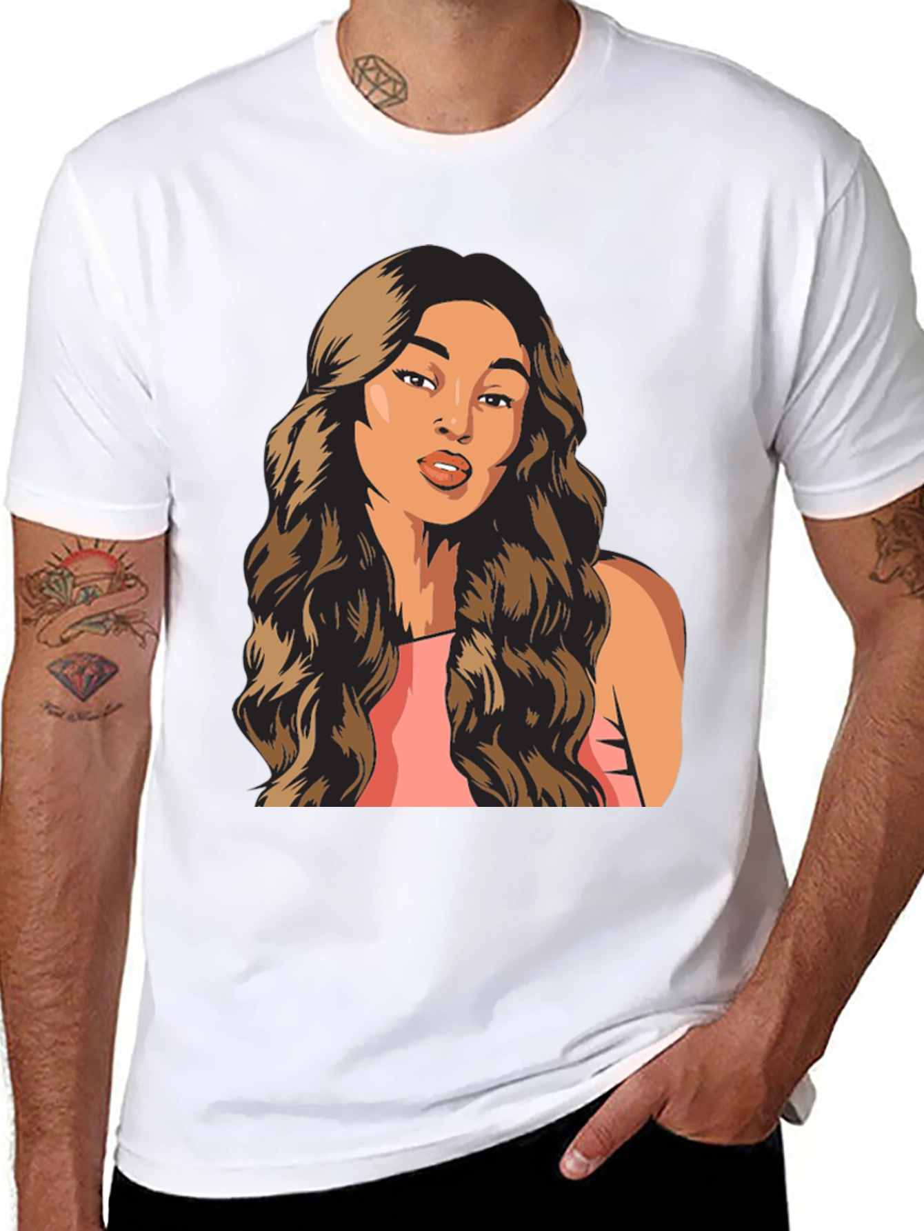 Woman Portrait Graphic T-Shirt Trendy Black Tee