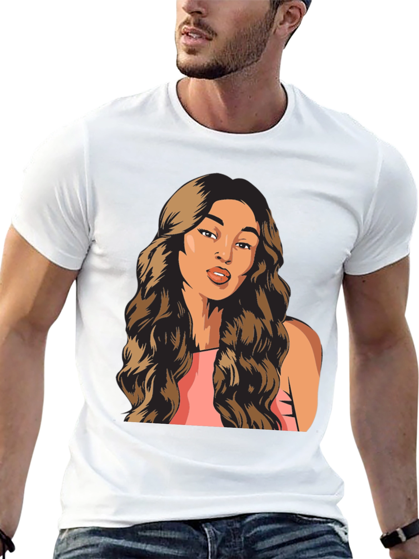 Woman Portrait Graphic T-Shirt Trendy Black Tee
