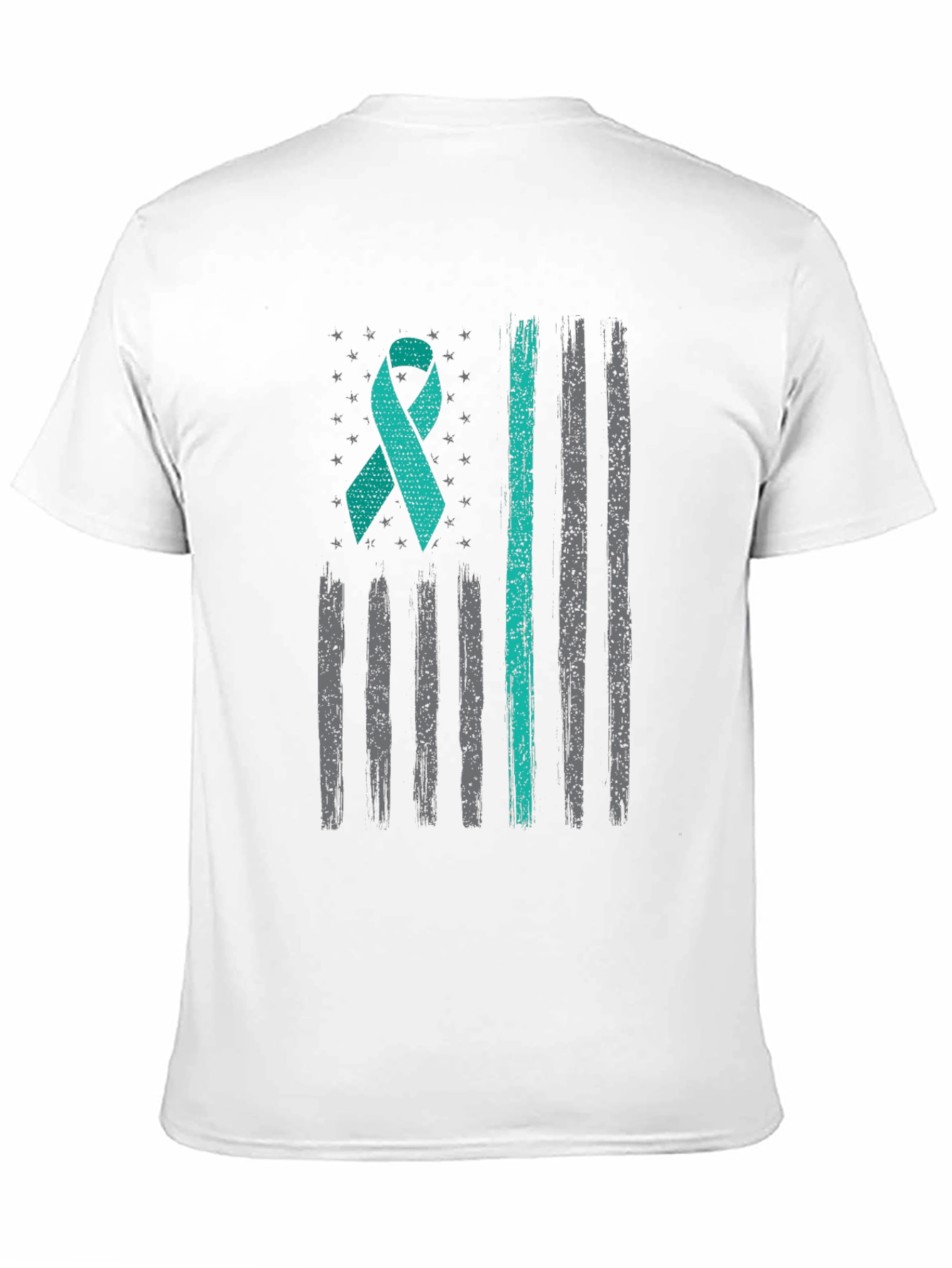 Teal Ribbon US Flag Mental Health Awareness T-Shirt