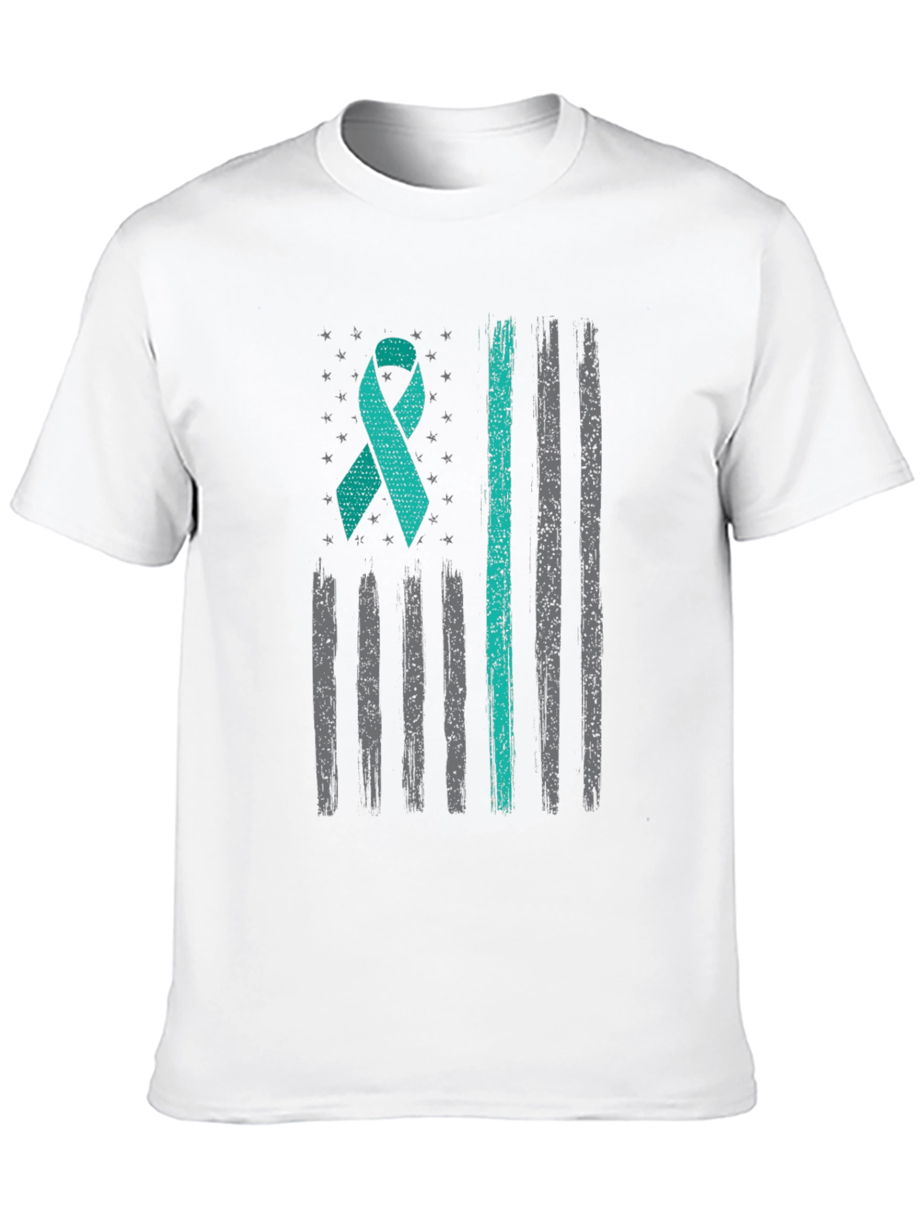 Teal Ribbon US Flag Mental Health Awareness T-Shirt