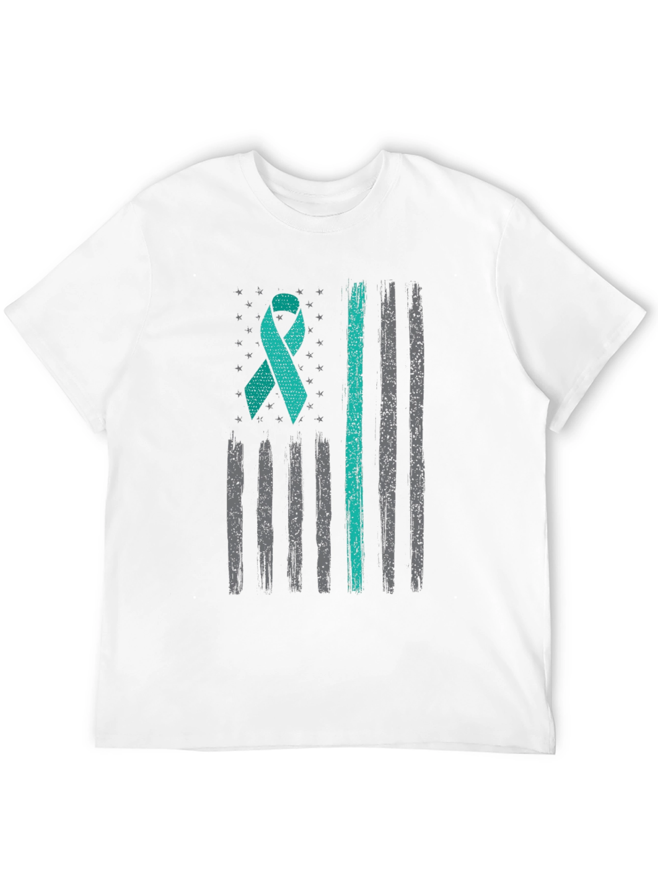 Teal Ribbon US Flag Mental Health Awareness T-Shirt