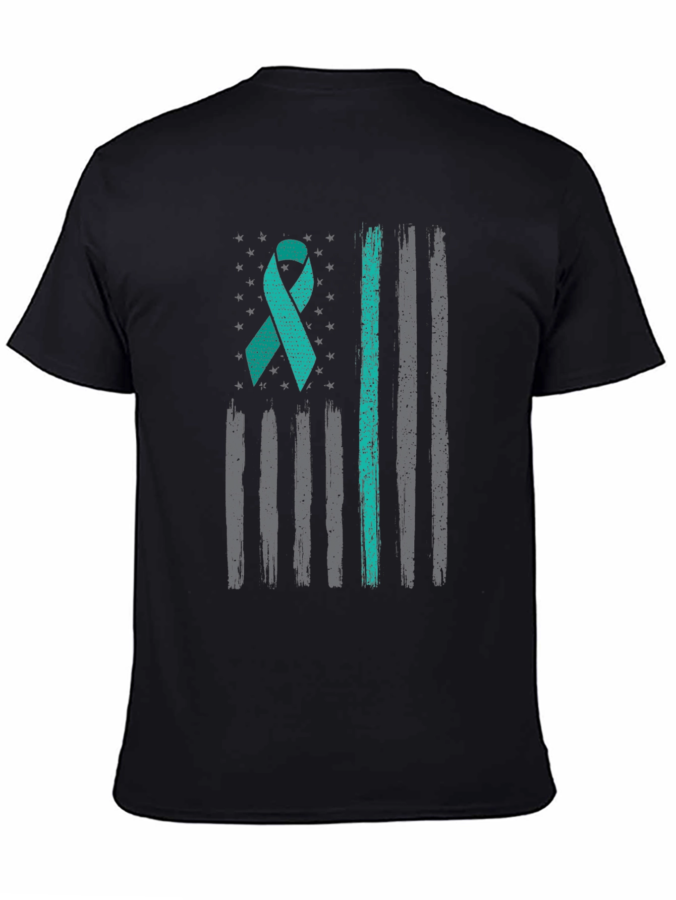 Teal Ribbon US Flag Mental Health Awareness T-Shirt
