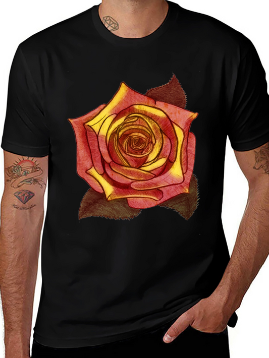 Rose Graphic Print Black T-Shirt