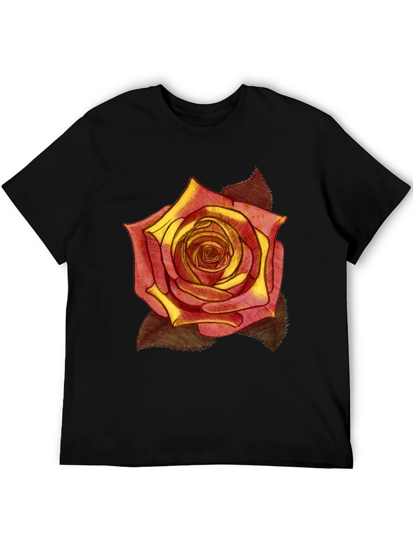 Rose Graphic Print Black T-Shirt