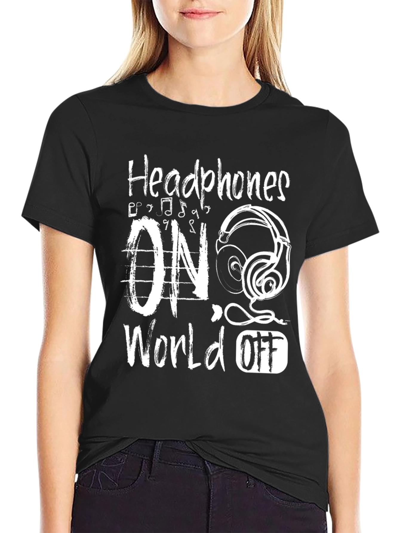 Headphones On World Off Graphic Tee