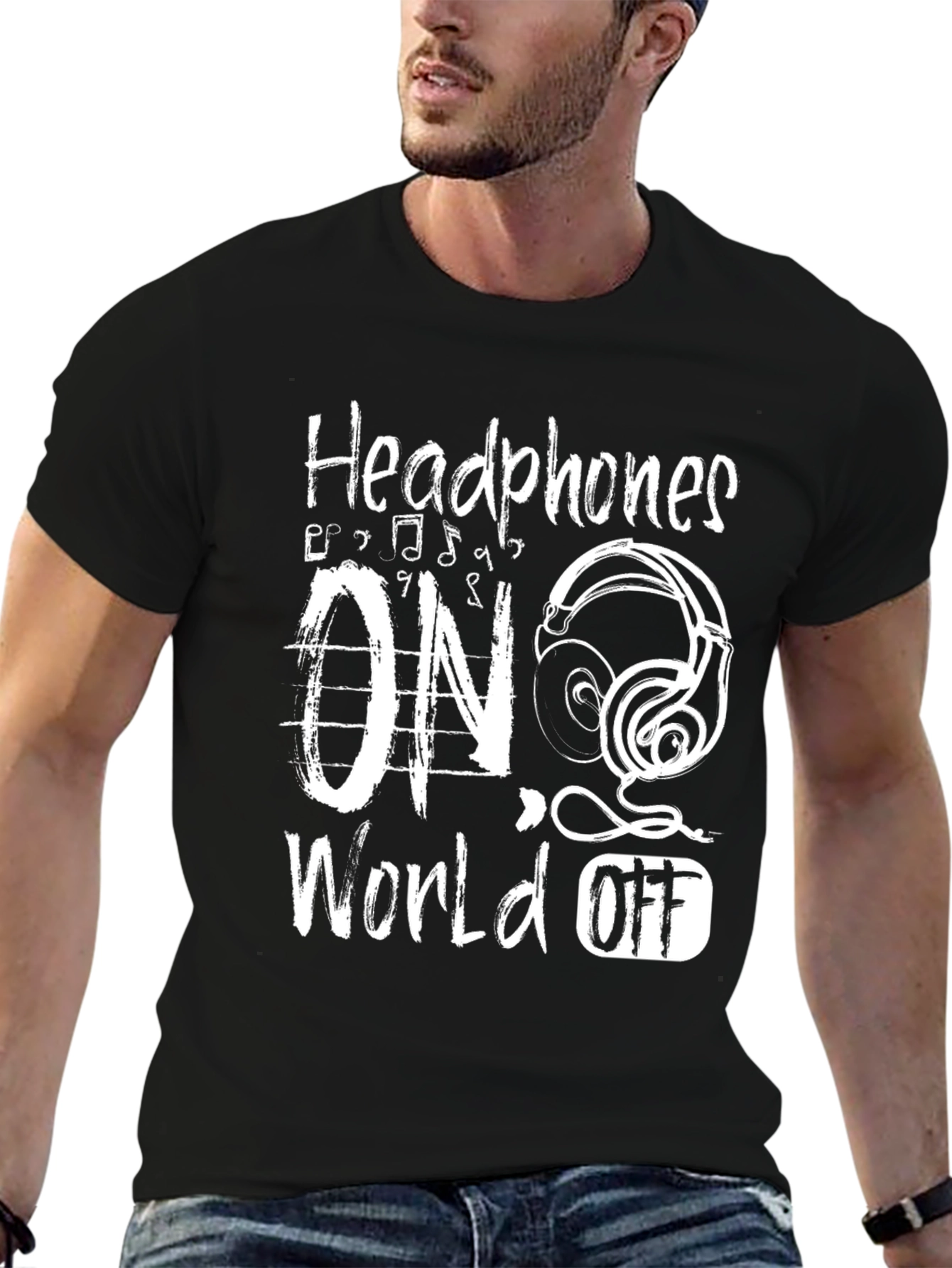 Headphones On World Off Graphic Tee