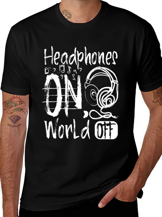 Headphones On World Off Graphic Tee
