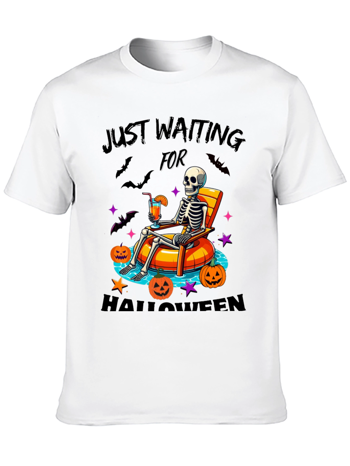 Halloween Skeleton Lounging Graphic Tee