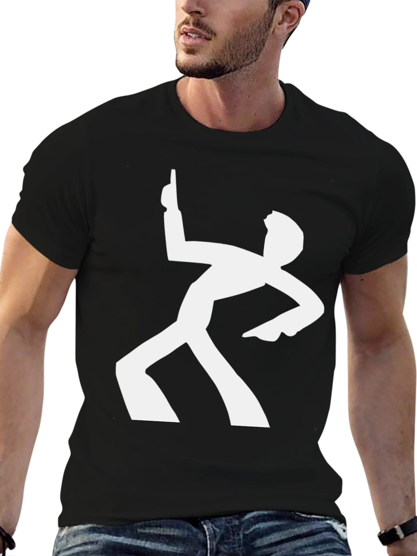 Retro Dance Silhouette Graphic Tee - Black