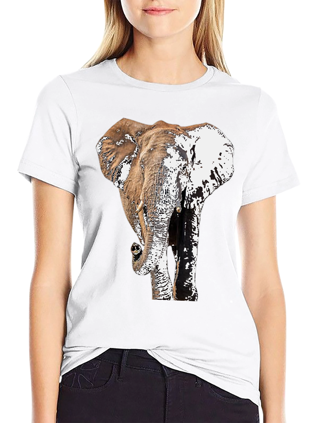 Elephant Graphic Print Black T-Shirt