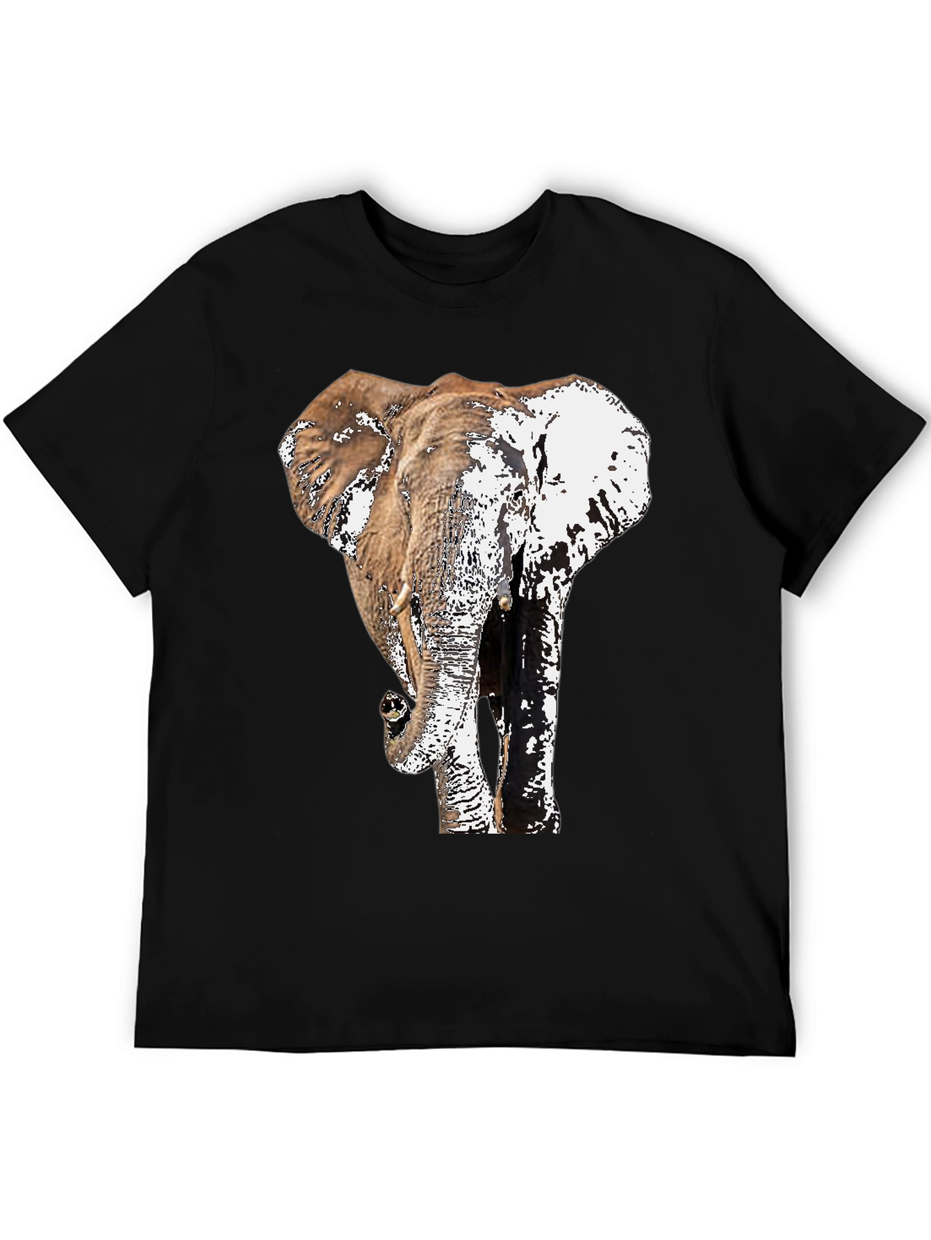 Elephant Graphic Print Black T-Shirt