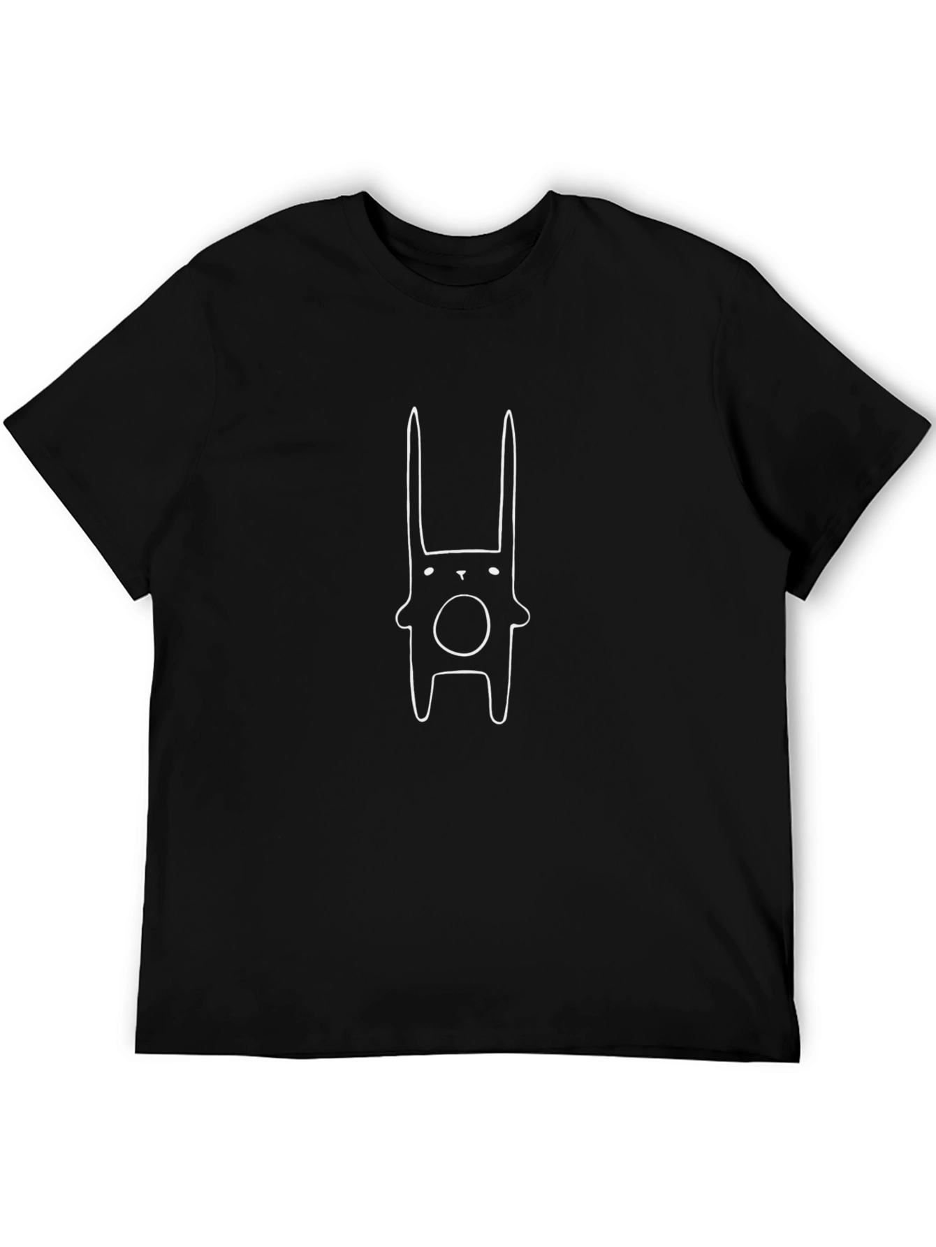 Black T-Shirt with White Bunny Graphic