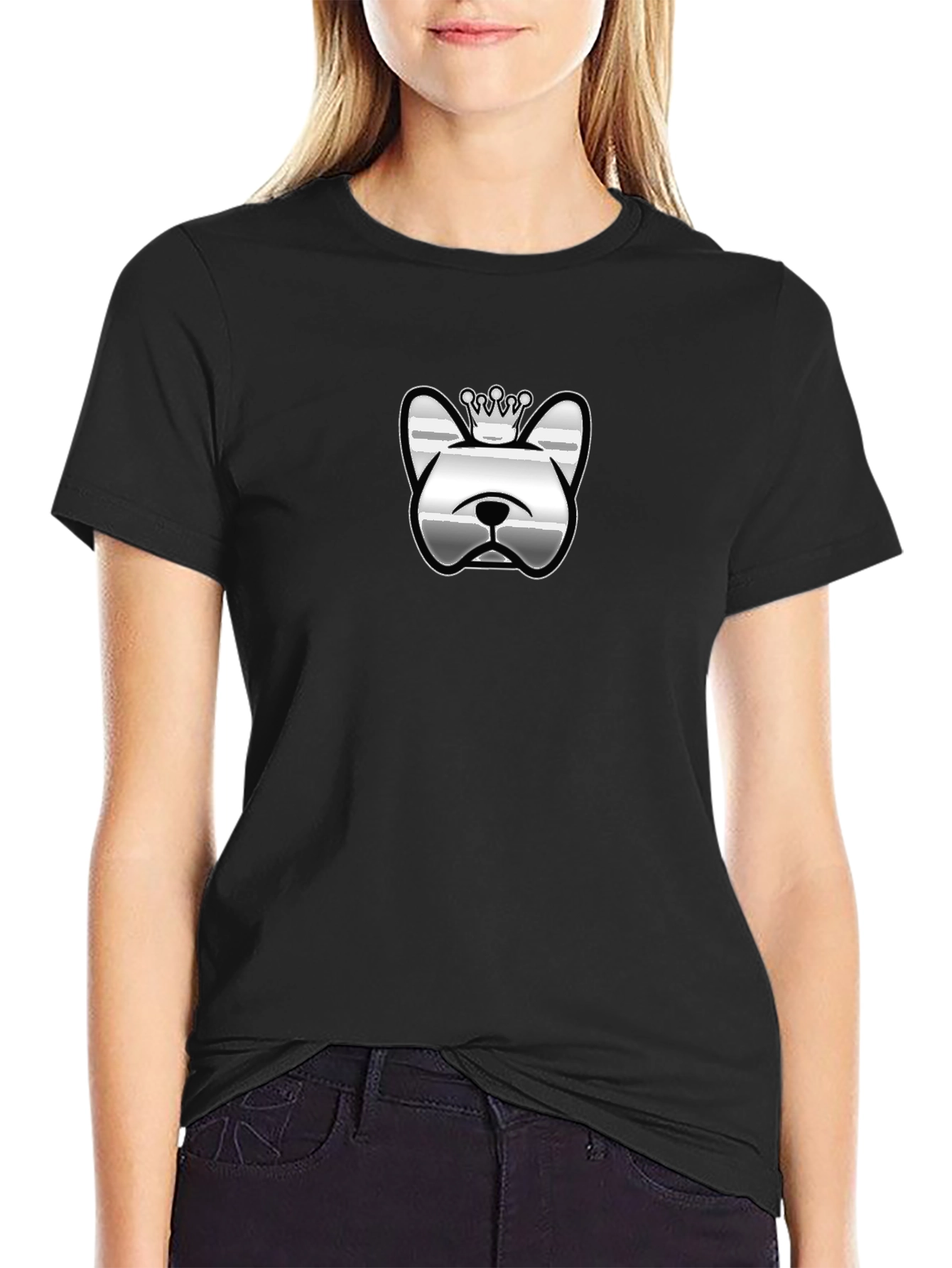 Dog Crown Graphic Black T-Shirt