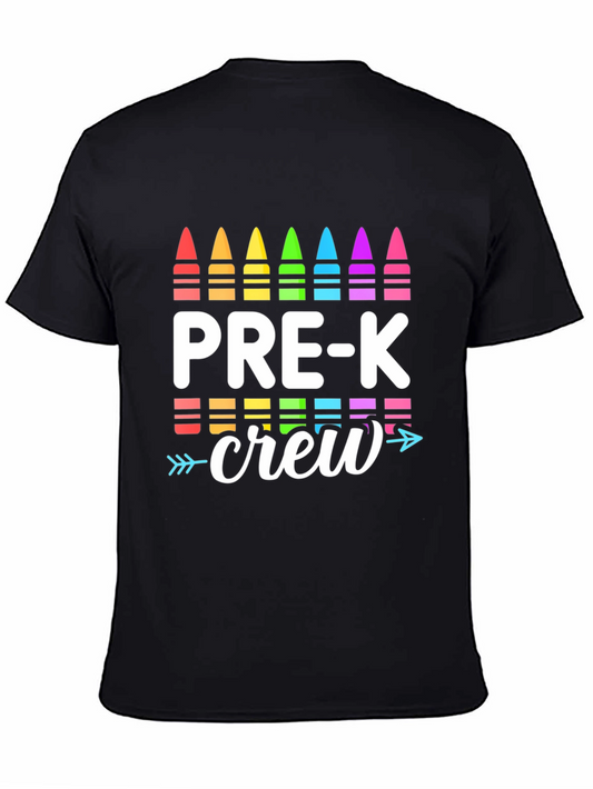 Pre-K Crew Teacher Shirt Rainbow Crayon Design
