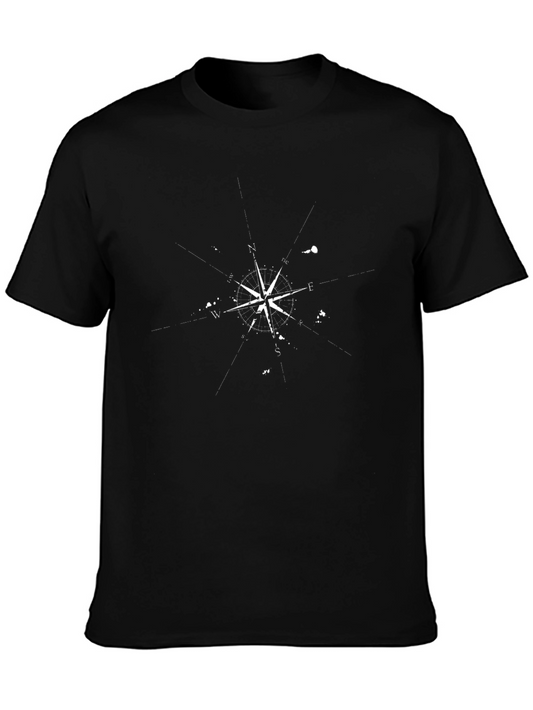 Mens Black Compass Graphic T-Shirt
