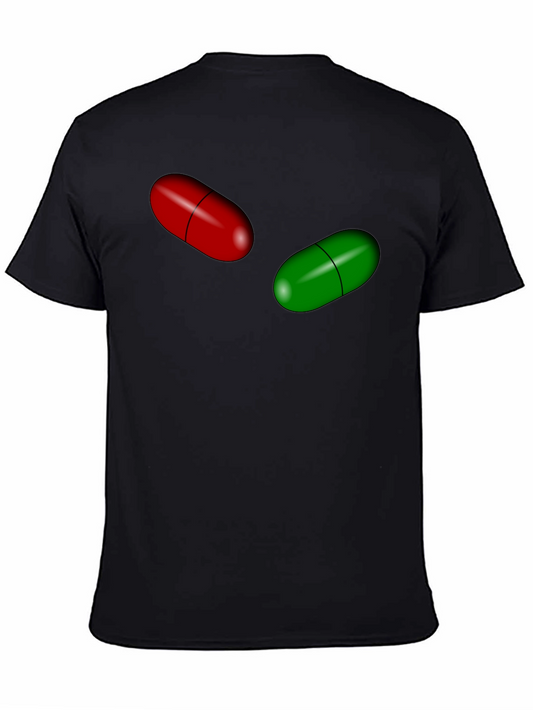 Pill Design Black Cotton T-Shirt