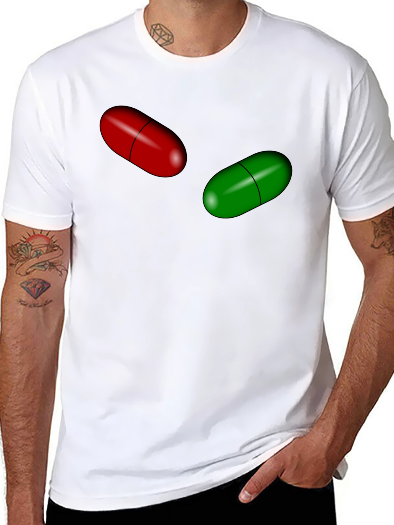 Pill Design Black Cotton T-Shirt