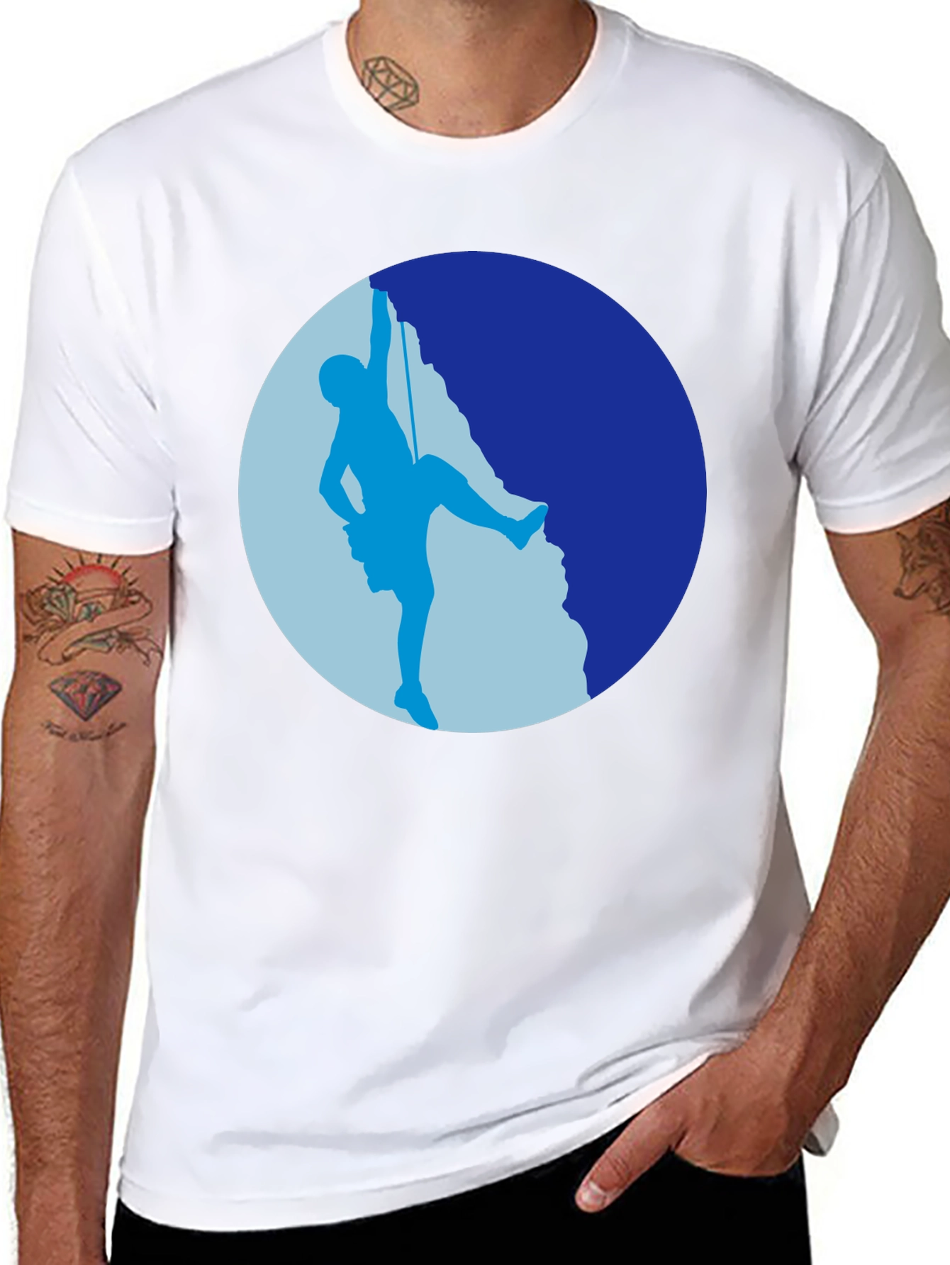 Rock Climbing Silhouette Graphic Tee - Black