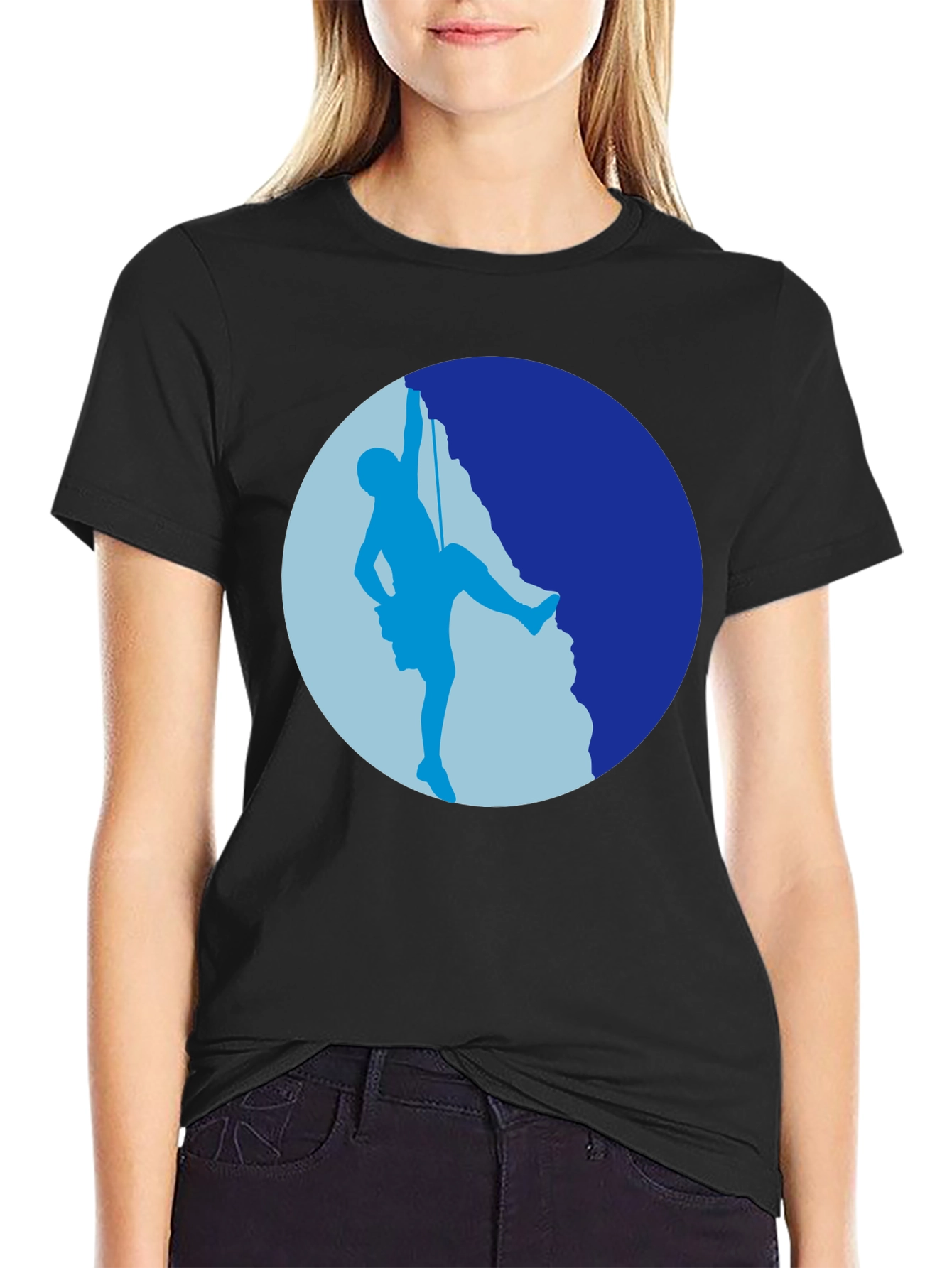 Rock Climbing Silhouette Graphic Tee - Black