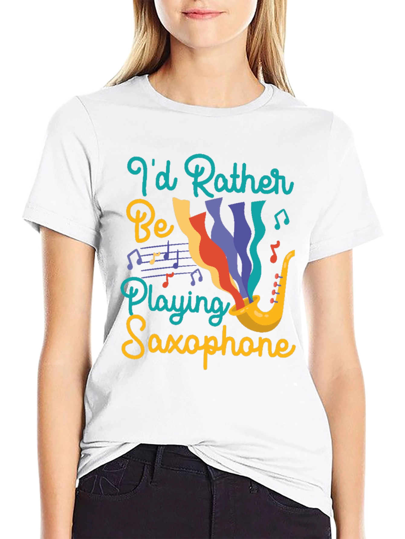 Id Rather Be Playing Saxophone Black T-Shirt