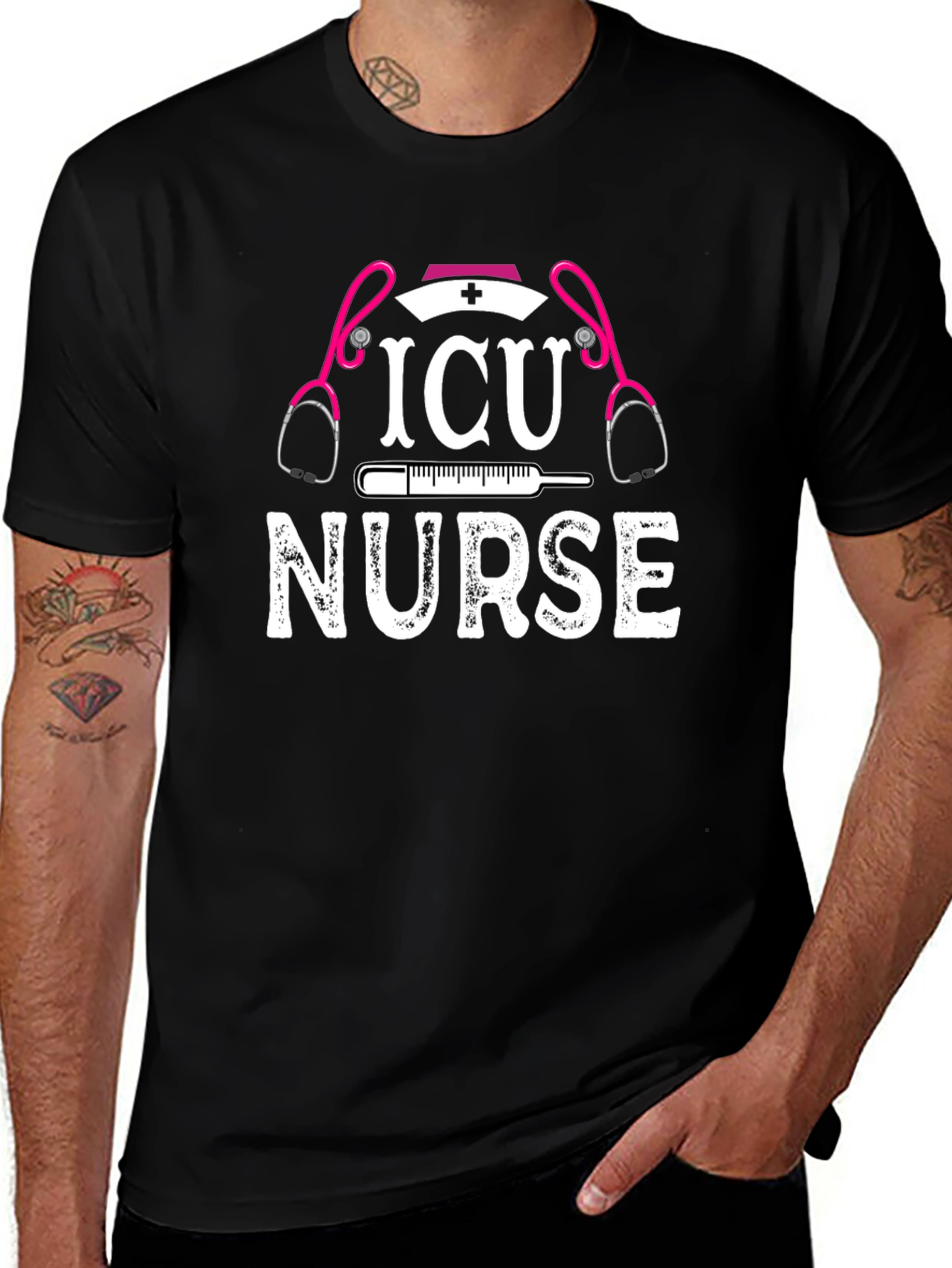ICU Nurse Graphic T-Shirt - Black