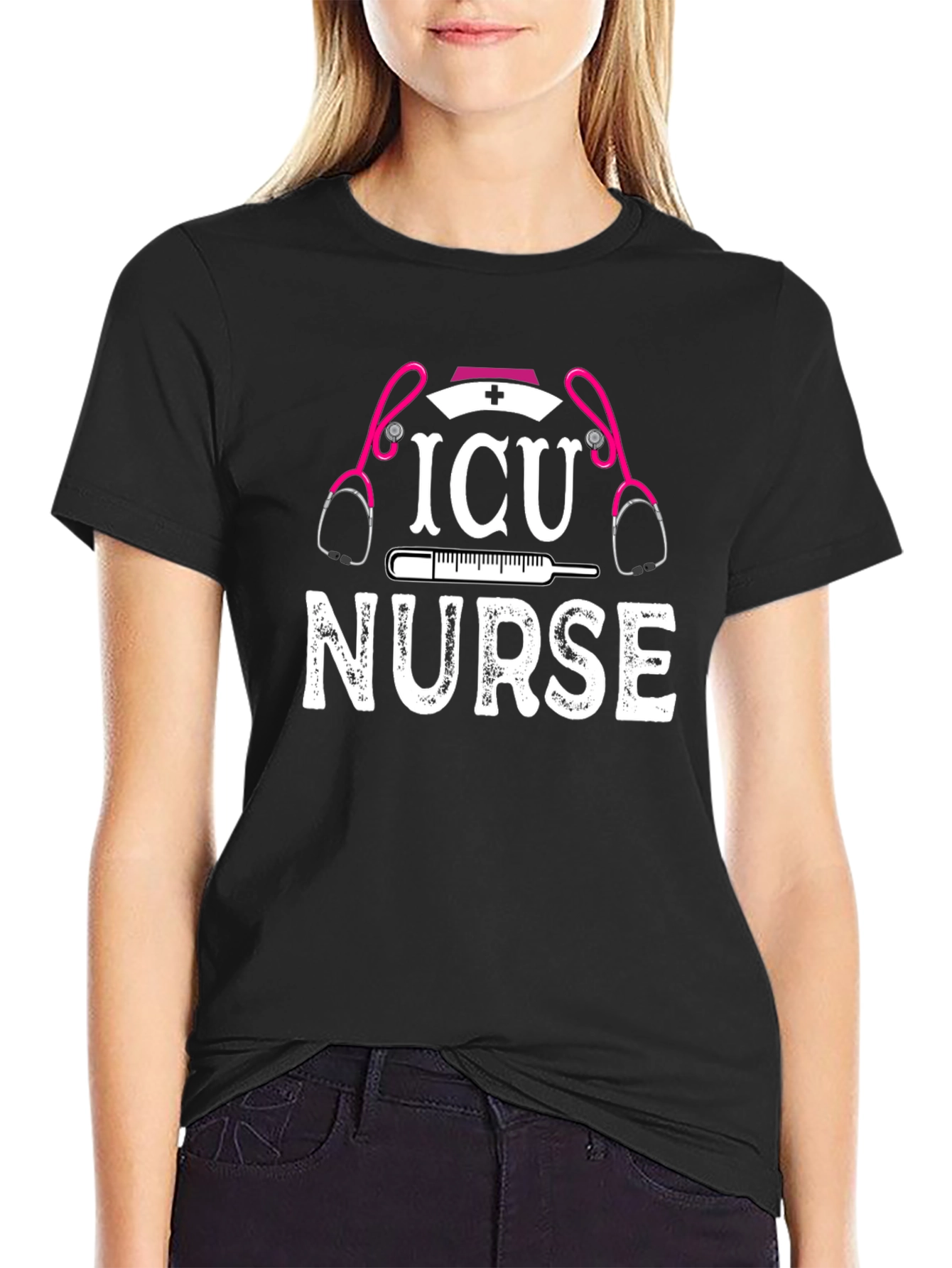 ICU Nurse Graphic T-Shirt - Black