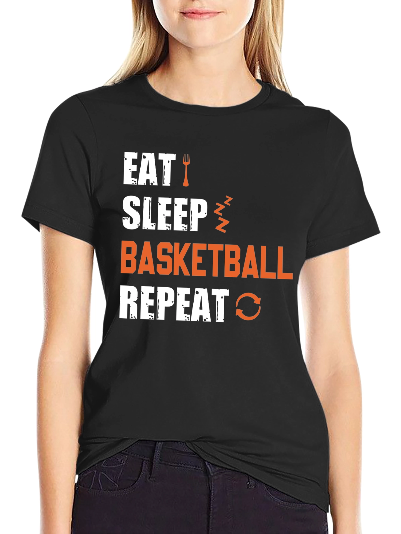Eat Sleep Basketball Repeat Graphic Tee