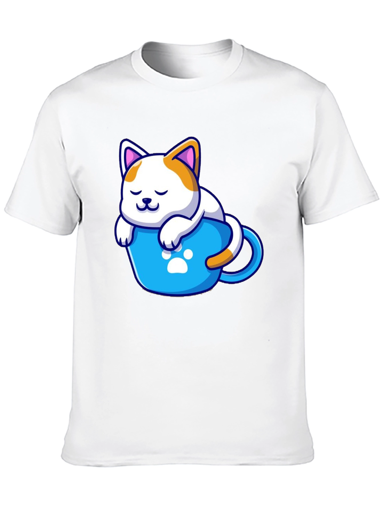 Cute Cat in a Cup Black T-Shirt