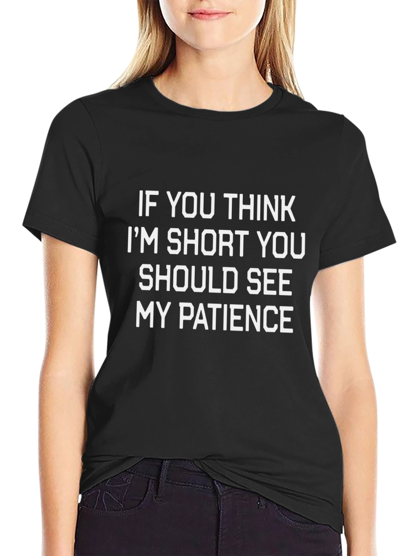 Funny Short Patience Mens Black T-Shirt